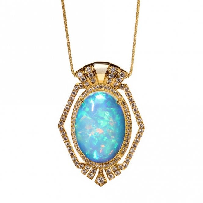 18ct gold opal and diamond necklace