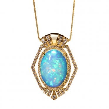 18ct gold opal and diamond necklace