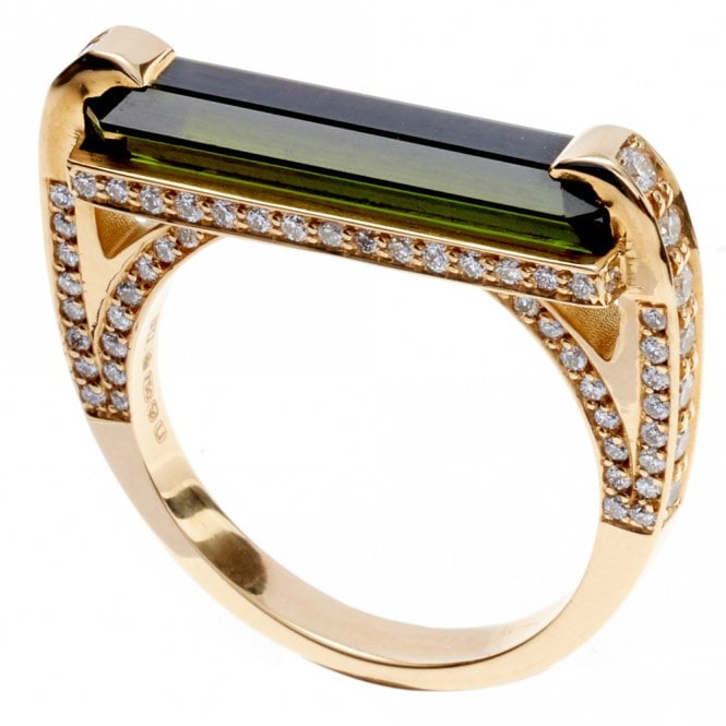18ct green tourmaline and diamond ring