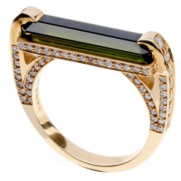 18ct green tourmaline and diamond ring