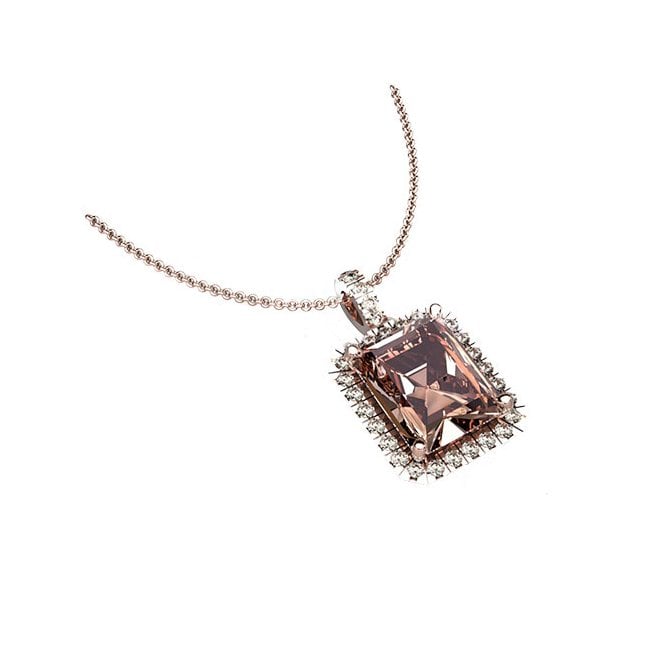 18ct Morganite & Diamond pendant