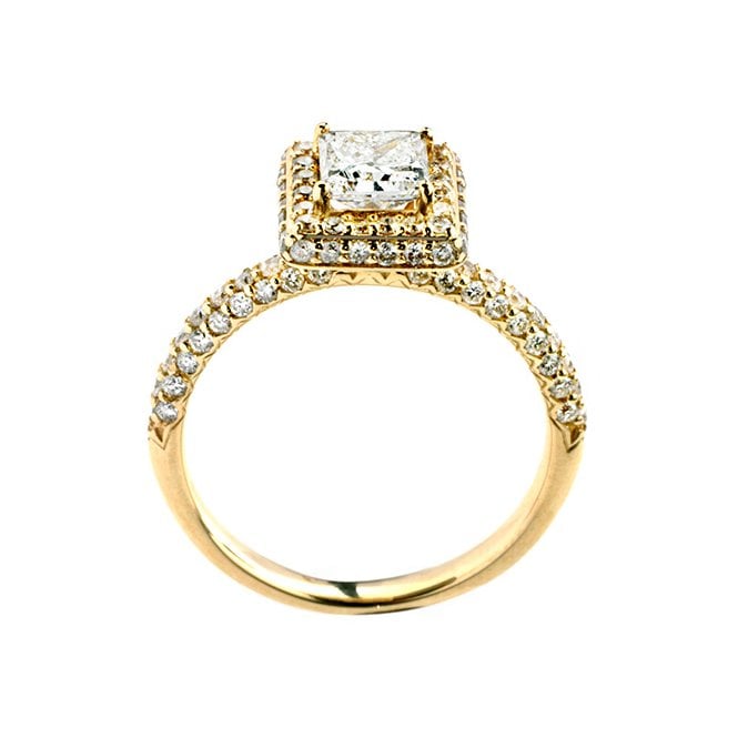 18ct princess cut diamond halo ring