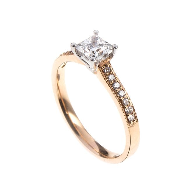 18ct Rose Gold Princess Cut Diamond Engagement Ring