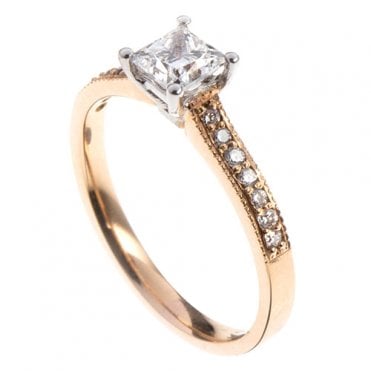 18ct Rose Gold Princess Cut Diamond Engagement Ring