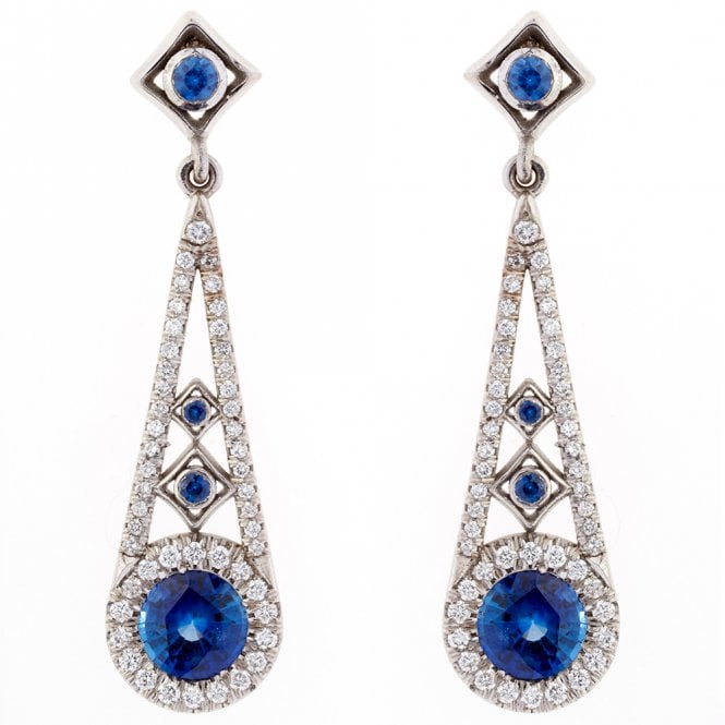 18ct sapphire and diamond drop earrings