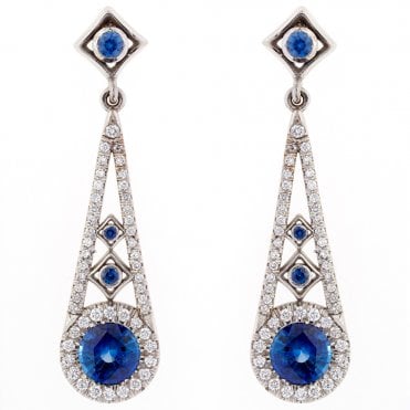 18ct sapphire and diamond drop earrings