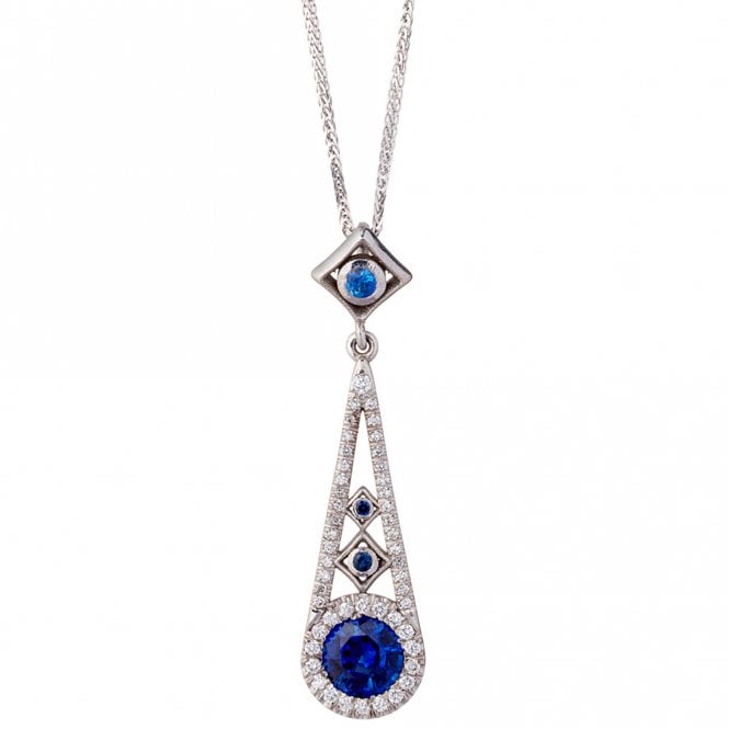18ct sapphire and diamond pendant and chain