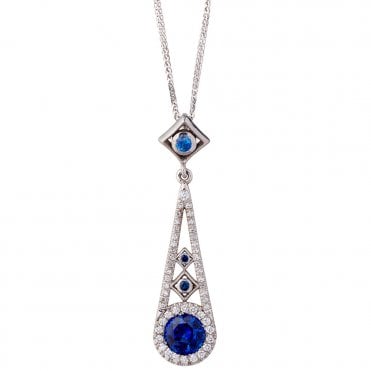 18ct sapphire and diamond pendant and chain