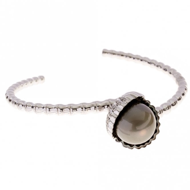 18ct Tahitian pearl and diamond bangle