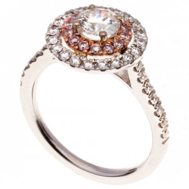 18ct white and pink diamond ring