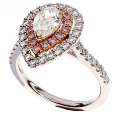 18ct white and pink diamond ring