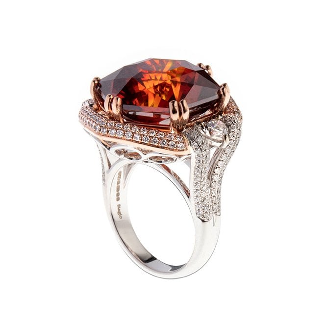 18ct white and rose gold diamond and sphalerite ring