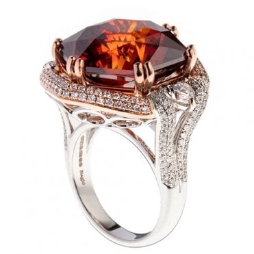 18ct white and rose gold diamond and sphalerite ring
