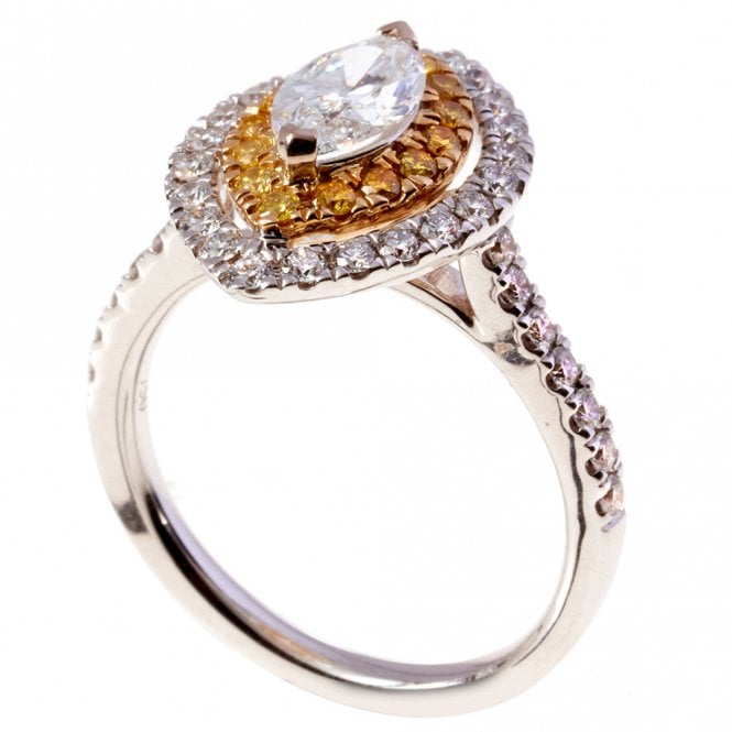 18ct white and yellow diamond ring