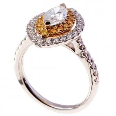 18ct white and yellow diamond ring