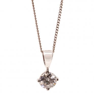 18ct White Gold 1.00ct Laboratory Created Diamond Pendant