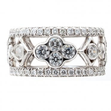 18ct white gold and diamond trefoil eternity ring