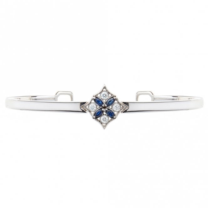 18ct white gold diamond and sapphire bangle
