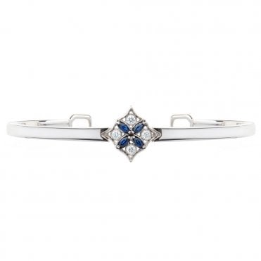 18ct white gold diamond and sapphire bangle