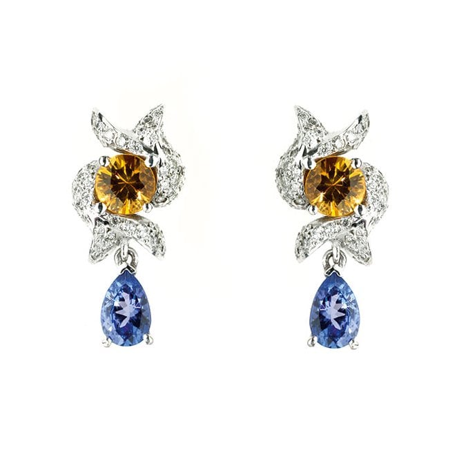 18ct white gold multi gem earrings