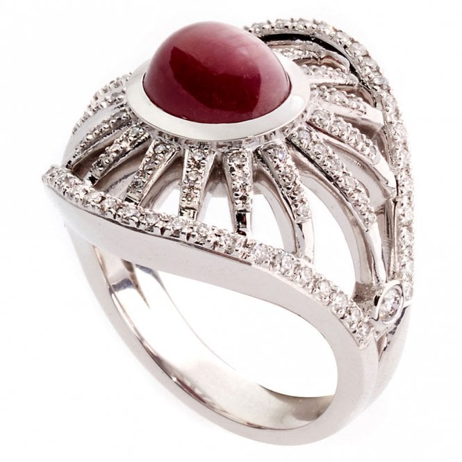 18ct white gold ruby and diamond ring