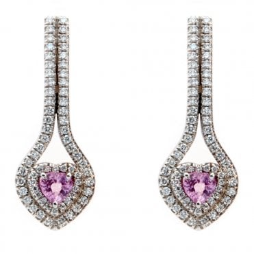 18ct white gold sapphire and diamond earrings
