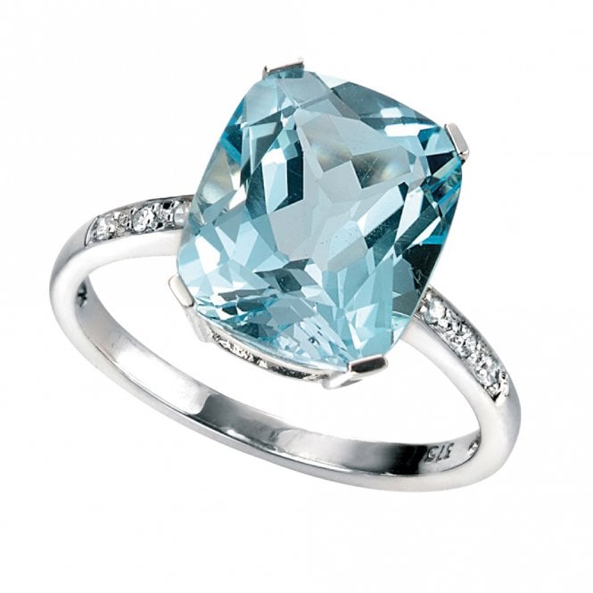 9ct blue topaz and diamond ring
