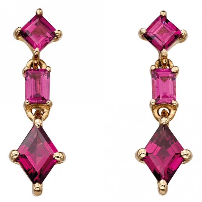 9ct brazilian garnet drop earrings