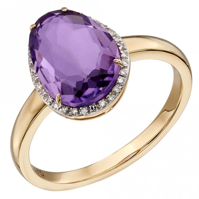 9ct diamond and amethyst dress ring