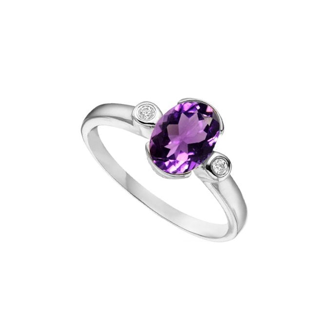 9ct diamond and amethyst dress ring