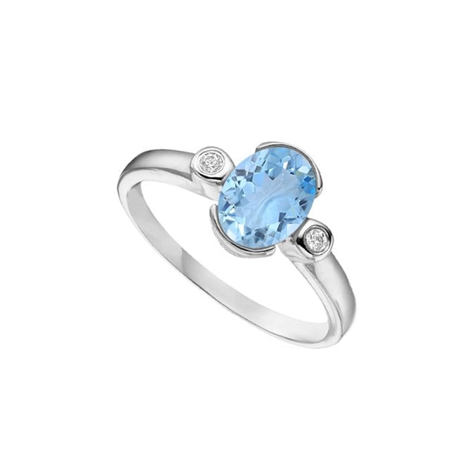 9ct diamond and aquamarine dress ring