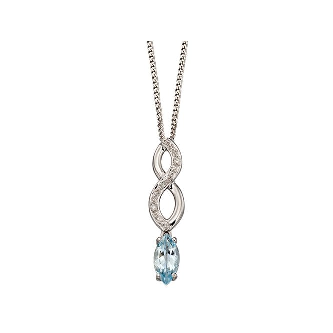 9ct diamond and aquamarine necklace