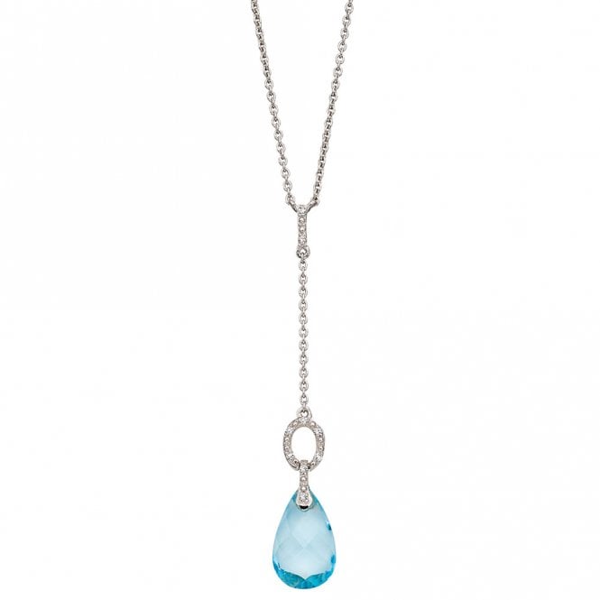9ct diamond and blue topaz necklace