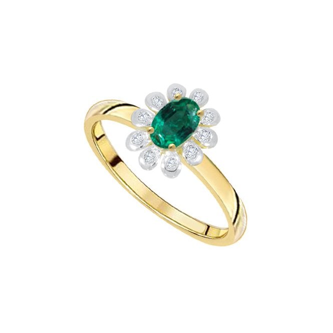 9ct diamond and emerald dress ring