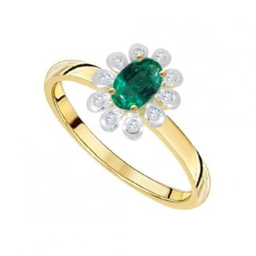 9ct diamond and emerald dress ring