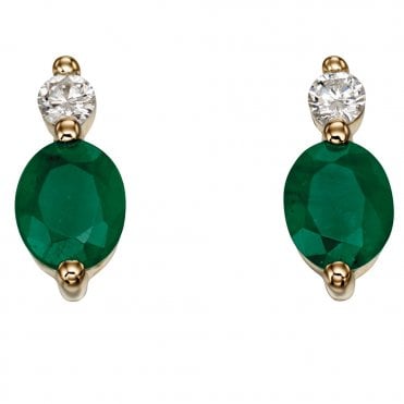 9ct diamond and emerald earrings