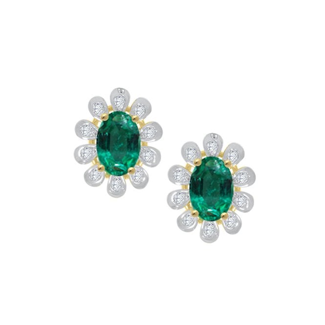 9ct diamond and emerald earrings