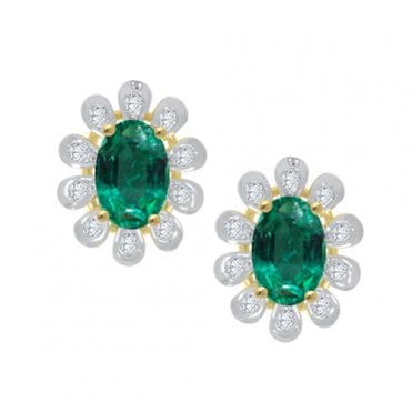 9ct diamond and emerald earrings
