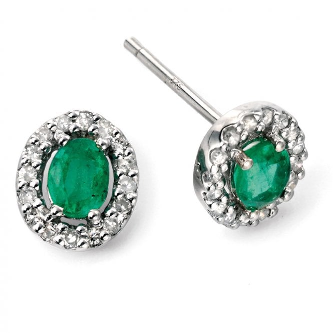 9ct diamond and emerald earrings