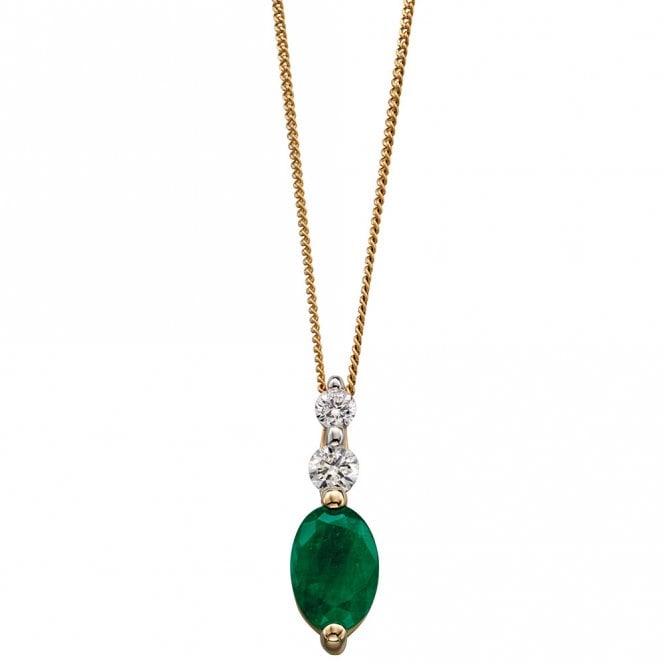 9ct diamond and emerald necklace