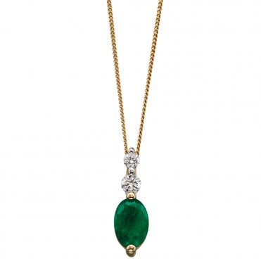 9ct diamond and emerald necklace