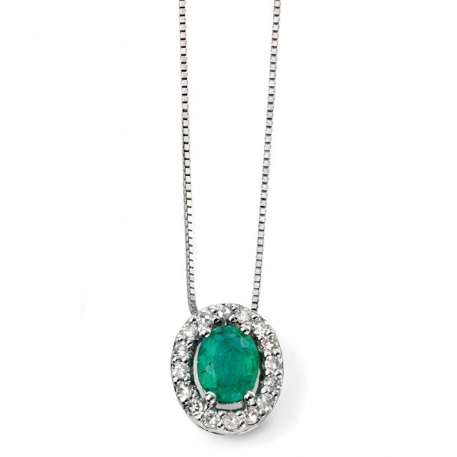 9ct diamond and emerald necklace