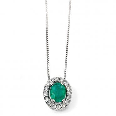 9ct diamond and emerald necklace