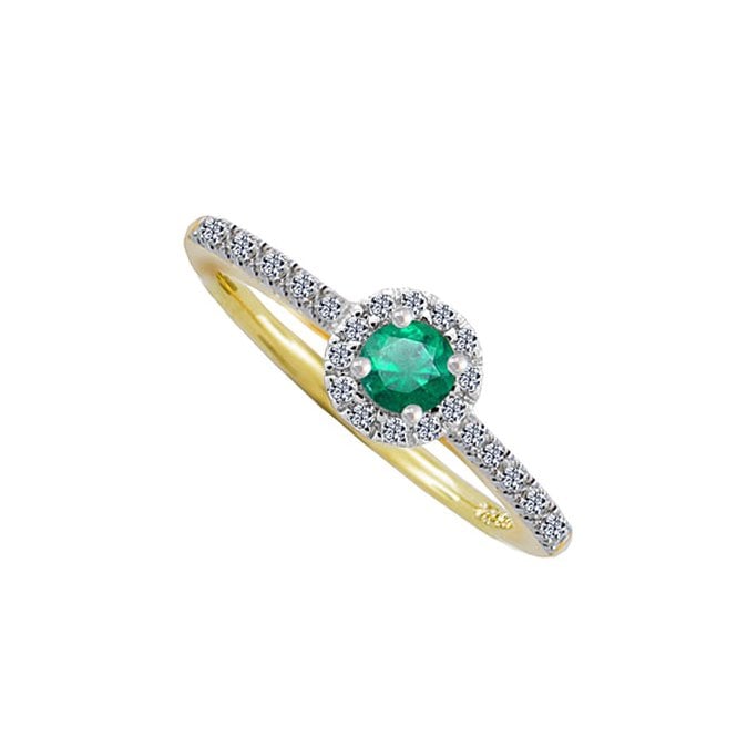 9ct diamond and emerald ring
