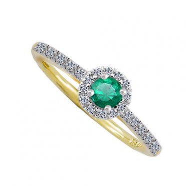 9ct diamond and emerald ring