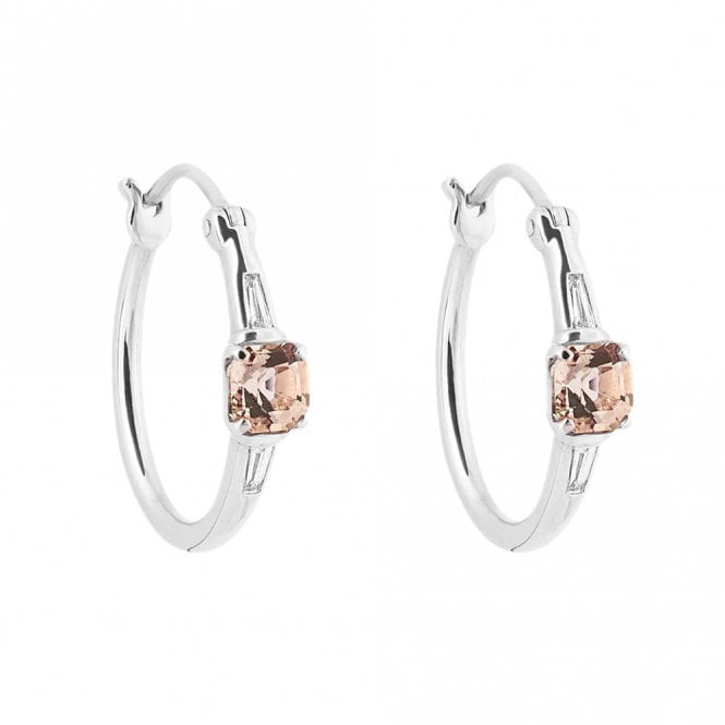 9ct Diamond and Morganite Hoop Earrings