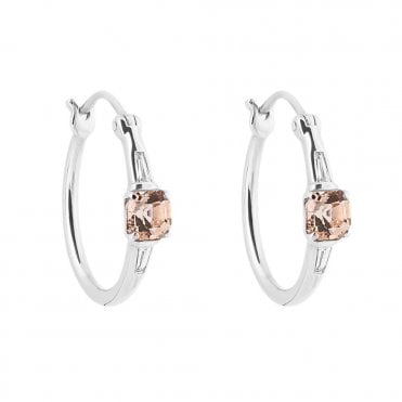 9ct Diamond and Morganite Hoop Earrings