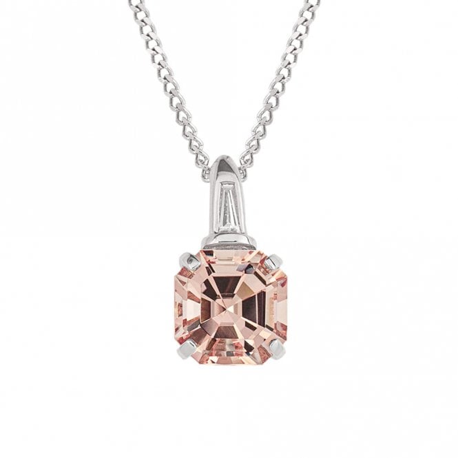 9ct Diamond and Morganite Pendant and Chain