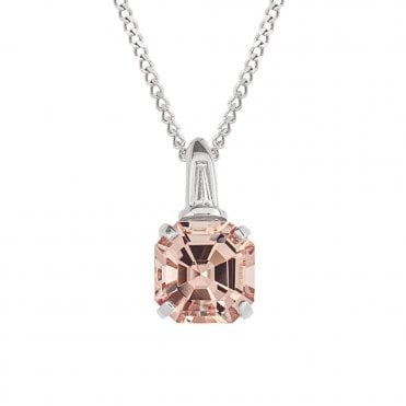 9ct Diamond and Morganite Pendant and Chain