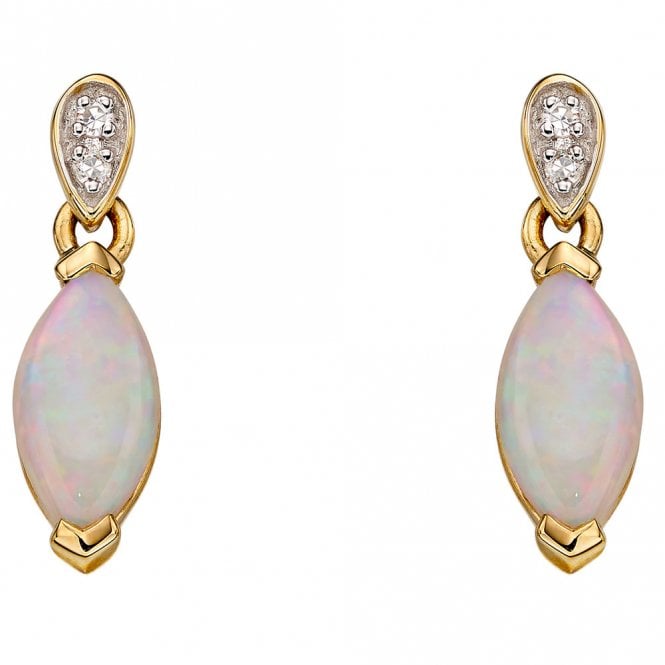 9ct diamond and opal drop earrings